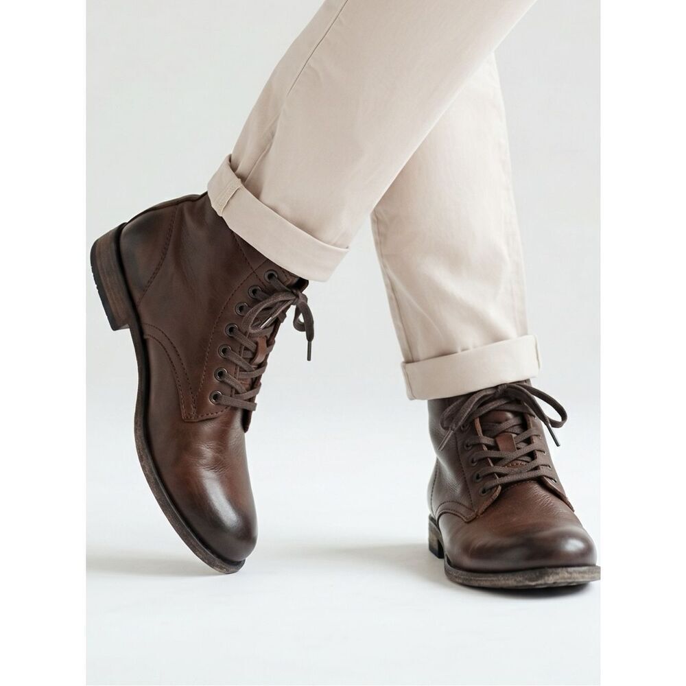 FRYE | Tyler Lace Up Cognac Brown Leather Boots Men’s Size 8